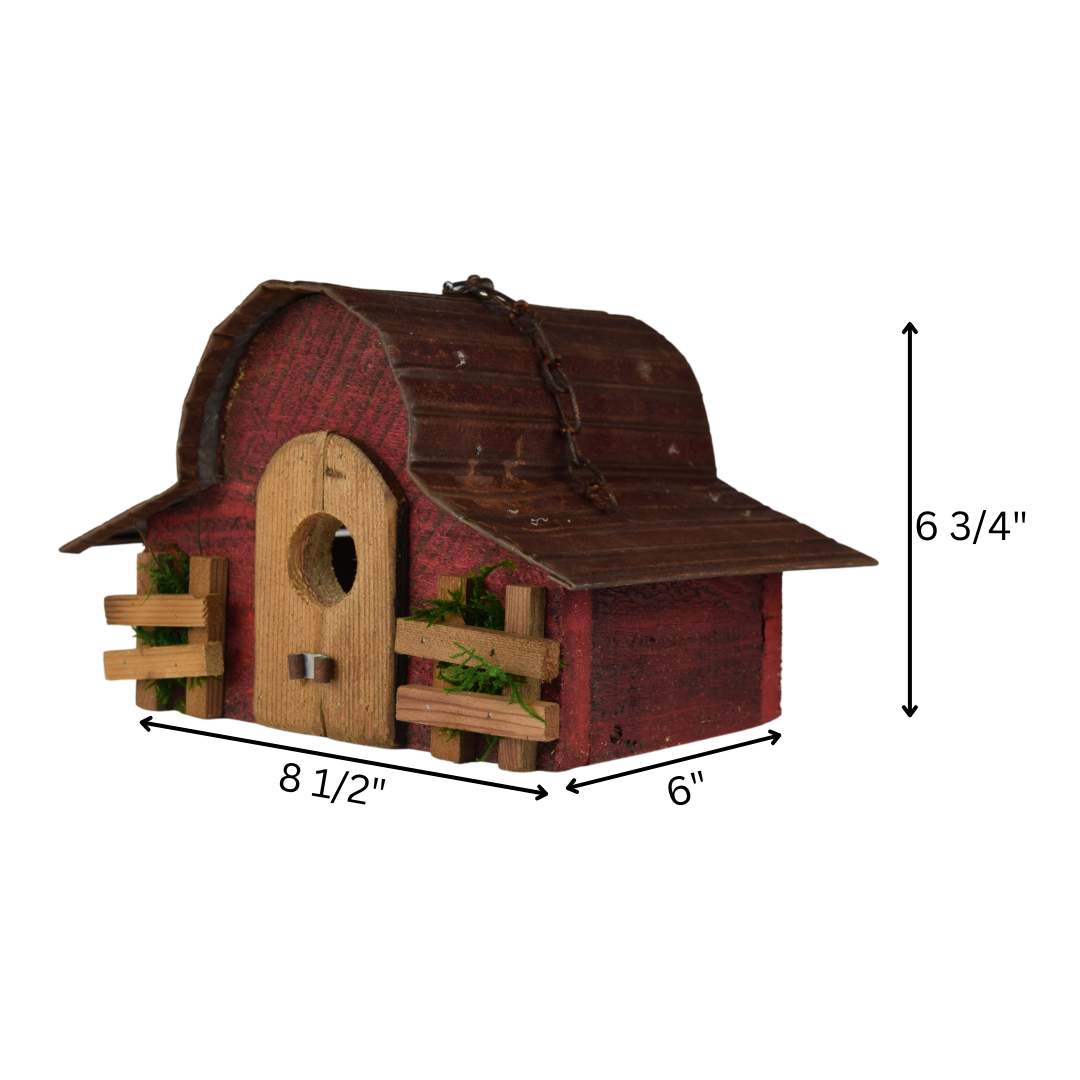 Natural Wood Handmade Birdhouse, #23 Red