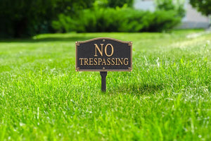 No Trespassing Statement Plaque, Black/Gold