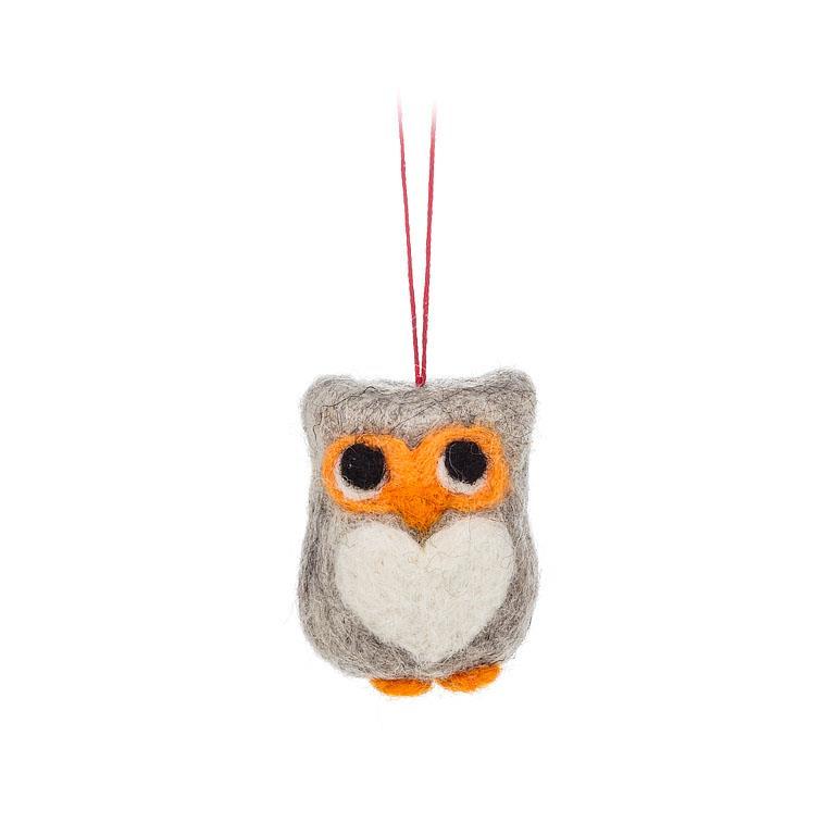 Owl with Heart Ornament, 8 Assortments