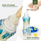 Painted Leak Proof Glass Hummingbird Feeder with Ant Moat, Aqua Blue, 25oz