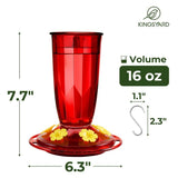 Plastic Hummingbird Feeder with Bee & Ant Proof, 16oz, Red
