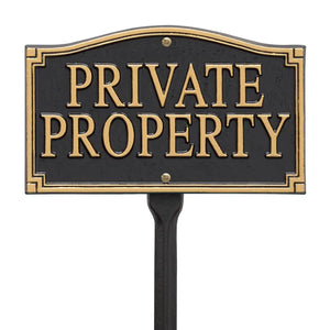 Private Property Statement Plaque, Black/Gold