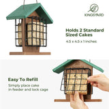 Recycled Plastic Double Suet Bird Feeder With Green Roof