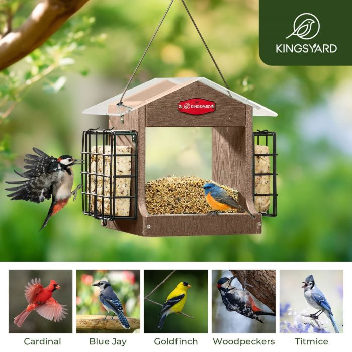 Recycled Plastic Double Suet Hopper Feeder, Brown