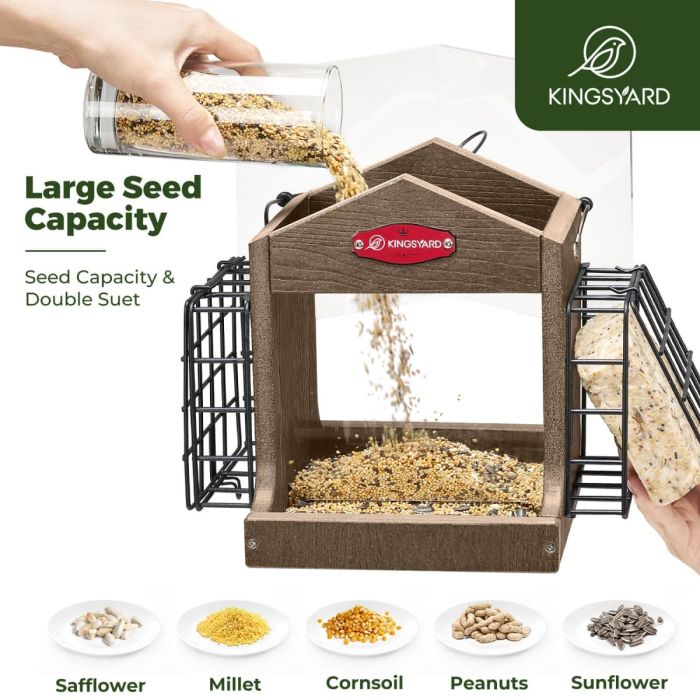 Recycled Plastic Double Suet Hopper Feeder, Brown