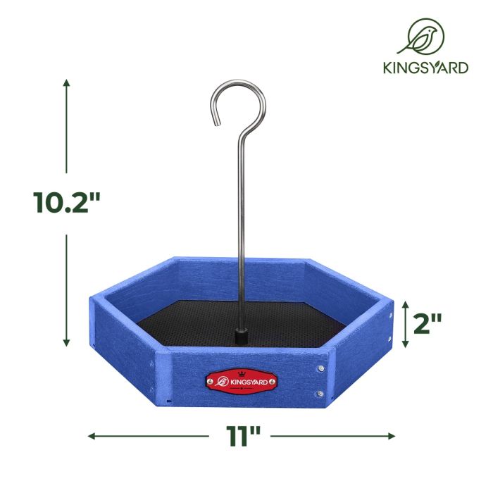 Recycled Plastic Hexigon Platform Bird Feeder, Blue