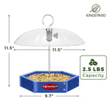 Recycled Plastic Platform Bird Feeder with Adjustable Dome, Blue