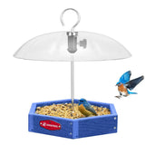 Recycled Plastic Platform Bird Feeder with Adjustable Dome, Blue
