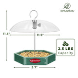 Recycled Plastic Platform Bird Feeder with Adjustable Dome, Green