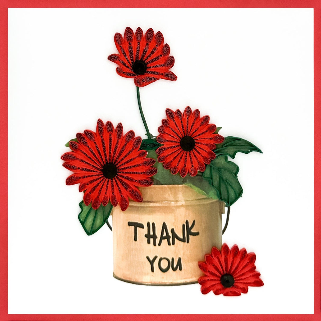 Red Flower Pot Thank You Card