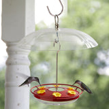 Red Hummingbird Tray Feeder with Clear Weatherproof Dome & Ant Moat