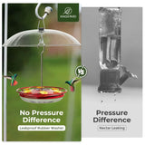 Red Hummingbird Tray Feeder with Clear Weatherproof Dome & Ant Moat