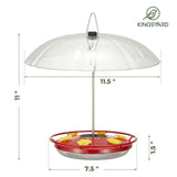 Red Hummingbird Tray Feeder with Clear Weatherproof Dome & Ant Moat