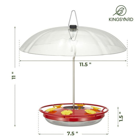 Red Hummingbird Tray Feeder with Clear Weatherproof Dome & Ant Moat