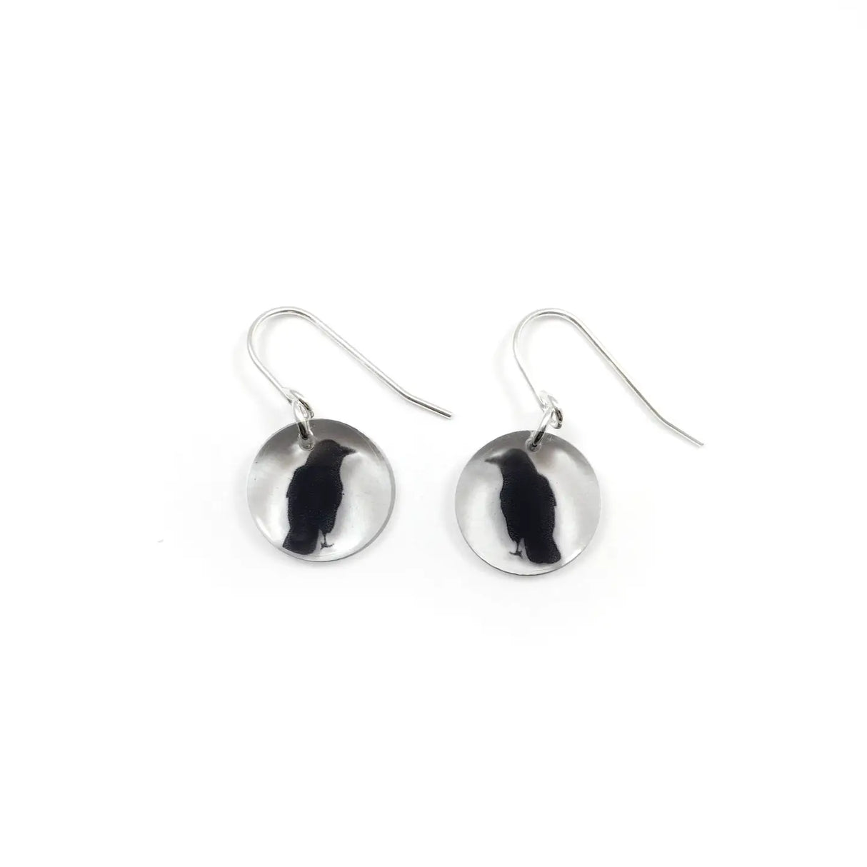 Round Crow Earrings