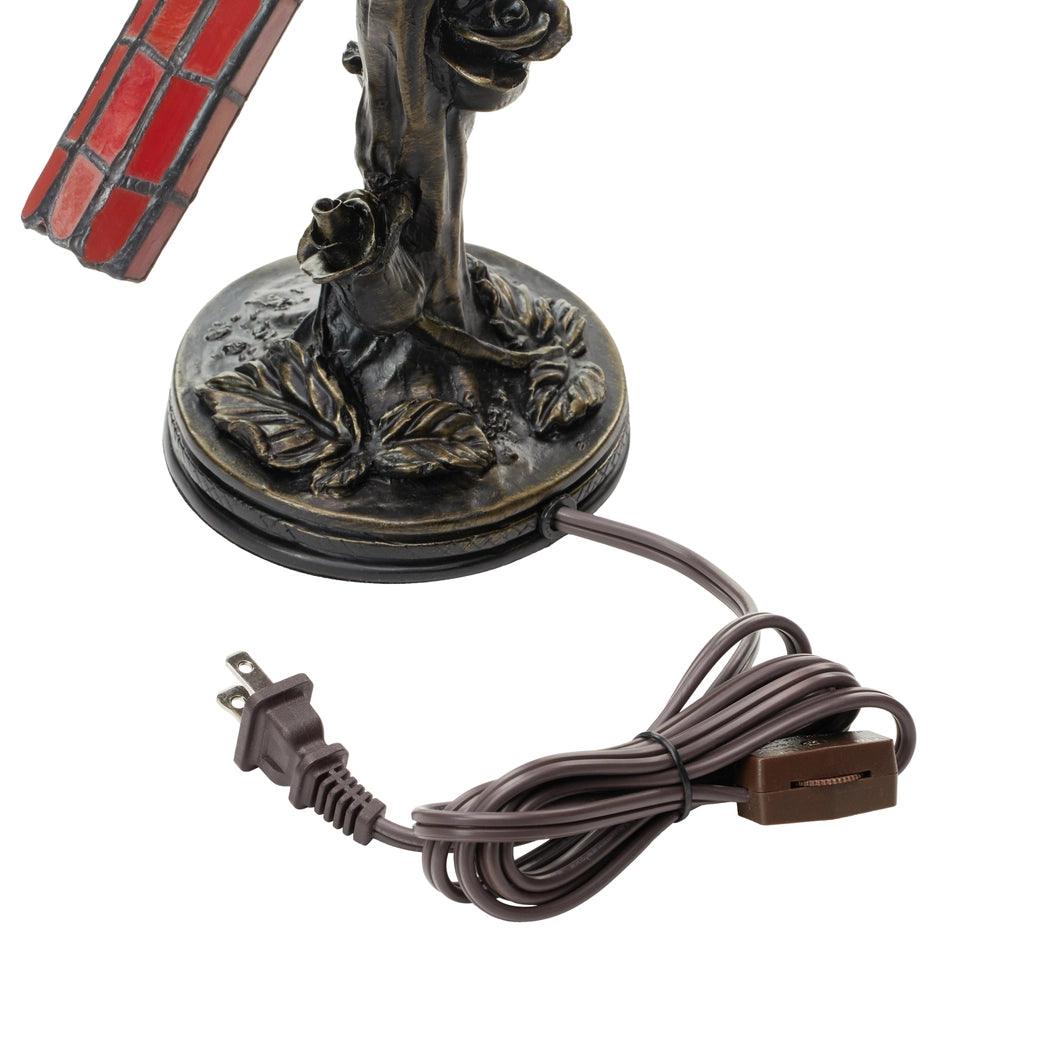 Skylar Red Cardinal Stained Glass Bird Accent Lamp, 13.5-Inch Height (Store Pickup Only)