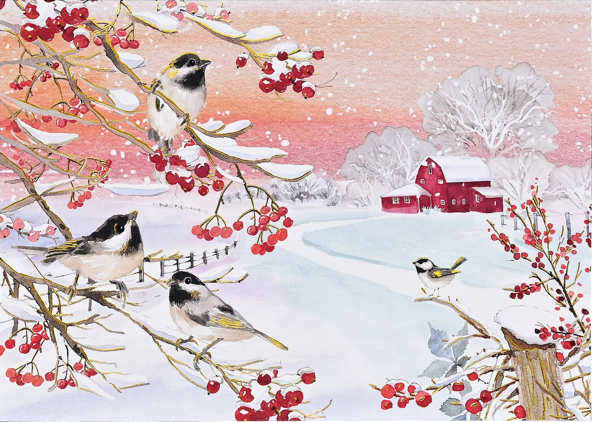 Snowy Songbirds Deluxe Boxed Holiday Cards