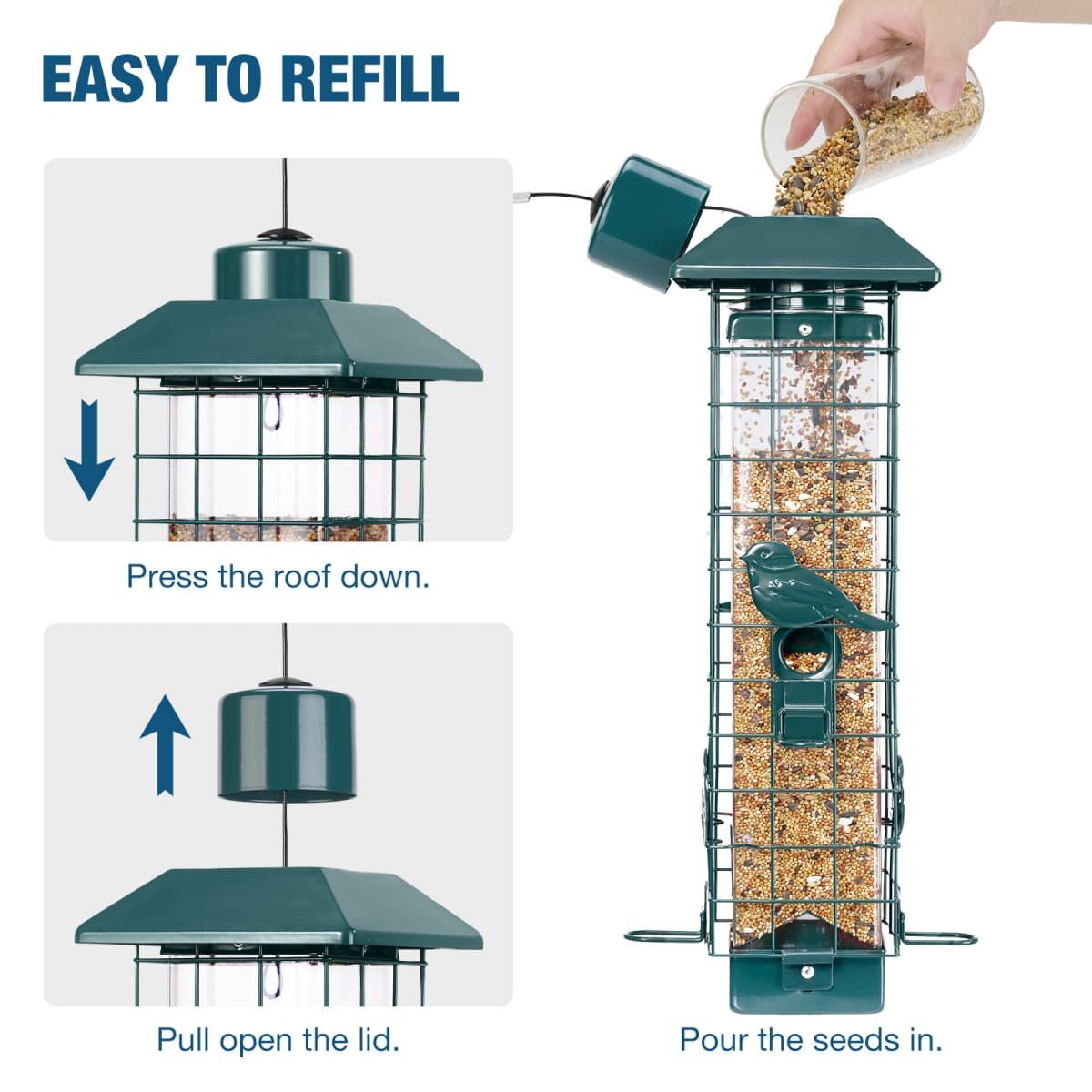 Squirrel-Proof Wild Bird Feeder, Green