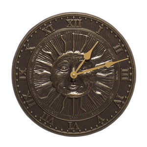 Sunface 12-Inch Indoor Outdoor Wall Clock, French Bronze