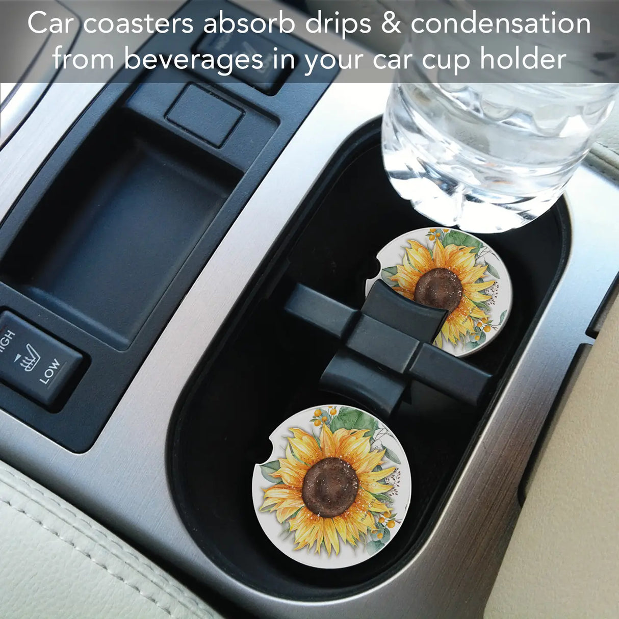 Sunflower Fields Stone Car Coaster