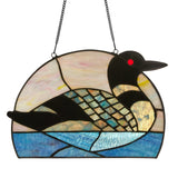 Swimming Loon Stained Glass Window Panel, 9.5-Inch Height (Store Pickup Only)