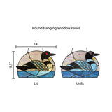 Swimming Loon Stained Glass Window Panel, 9.5-Inch Height (Store Pickup Only)