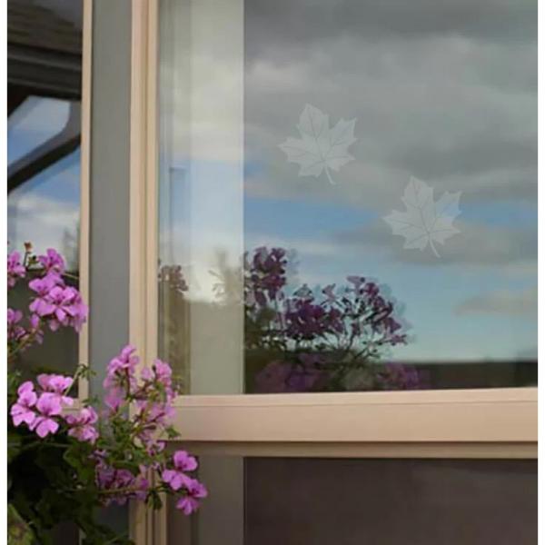 Window Alert Maple Leaf Transparent Bird Strike Deterrent, 4PK