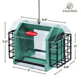 Weatherproof Double Suet Hopper Bird Feeder, Green