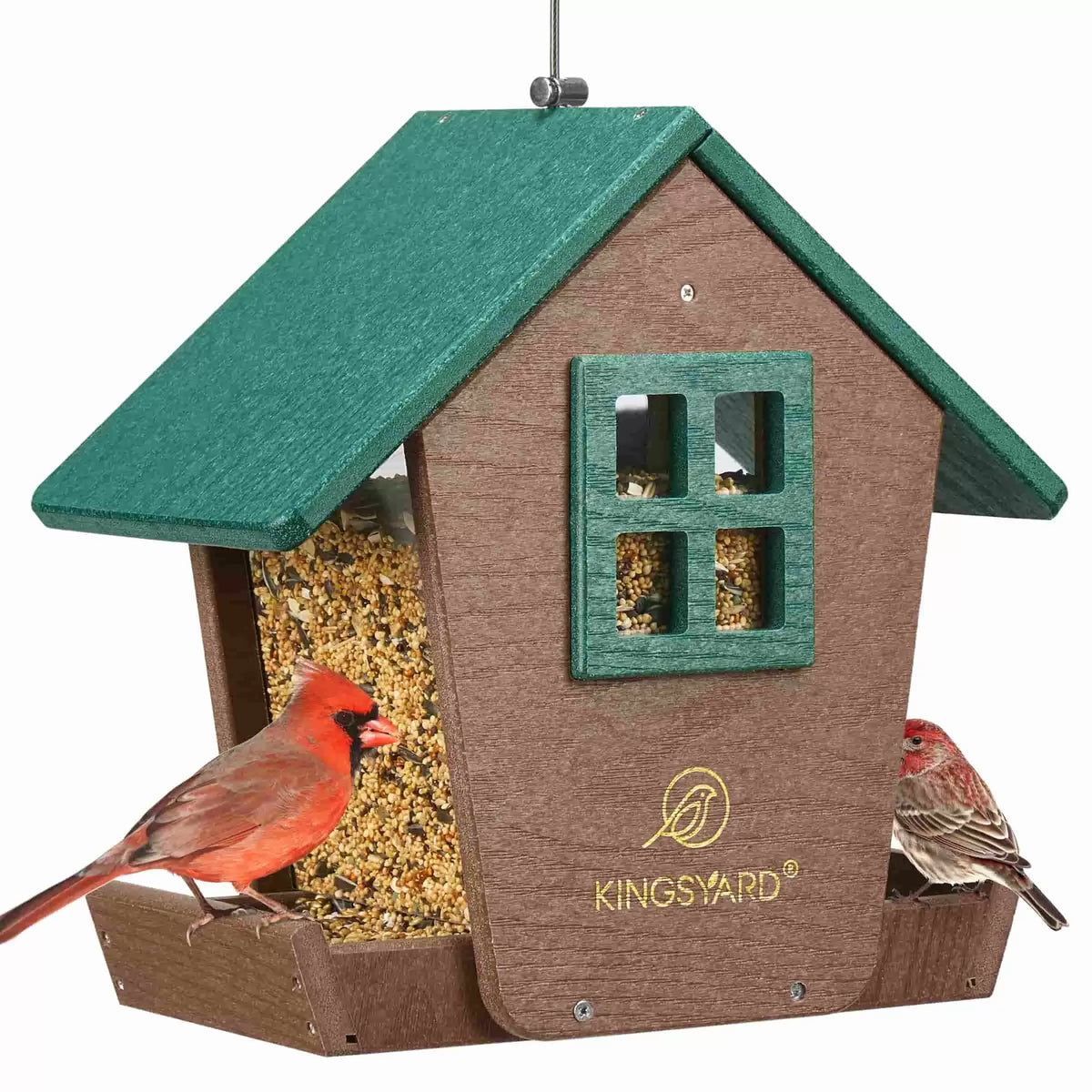 Weatherproof Large Capacity Hopper Bird Feeder, Green