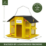 Weatherproof Metal Mesh House Hopper Bird Feeder, Yellow