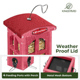 Weatherproof Telephone Booth Style Tube Bird Feeder, Red