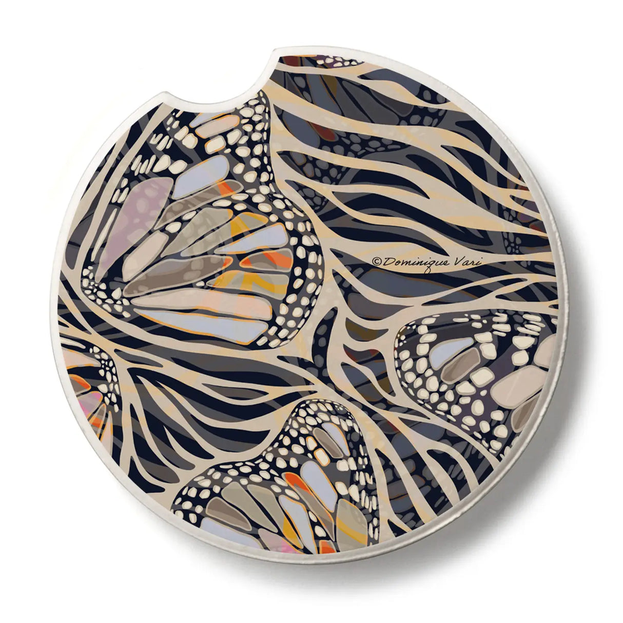 Zebra Butterflies Stone Car Coaster