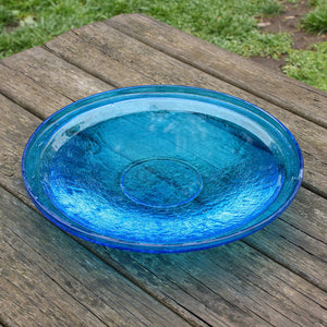 14-Inch Teal Crackle Glass Bowl (Store Pickup Only)