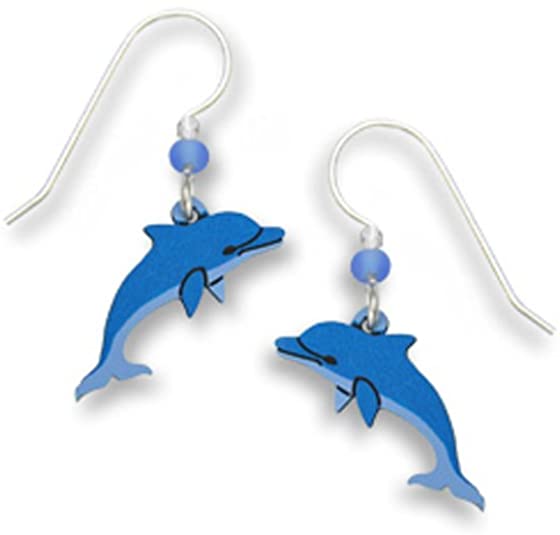 2 Tone Blue Dolphin Earrings