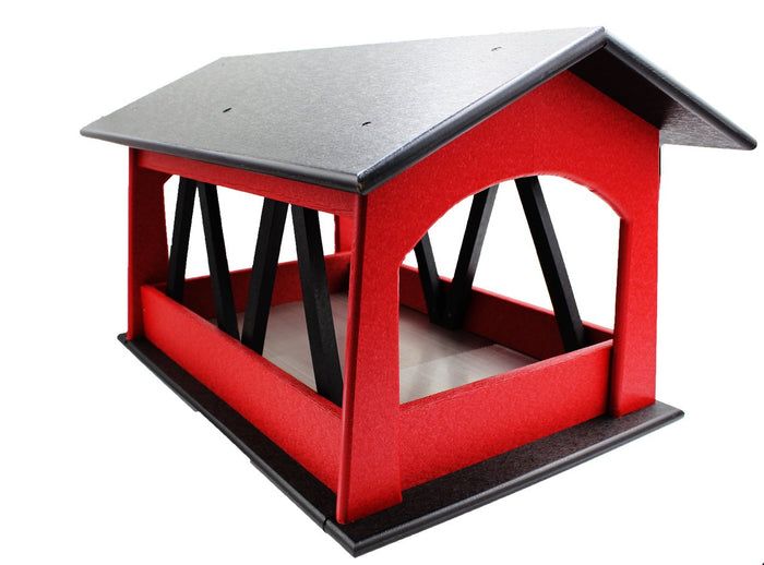Urban Nature Store Covered Bridge Feeder, Black and Red