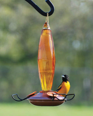Audubon Amber Cut Glass Oriole Feeder