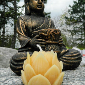 Beeswax Lotus Candle, Made in Canada
