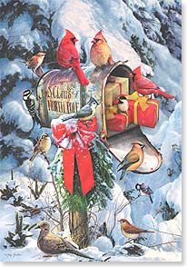Birds on S.Claus Mailbox Christmas Cards