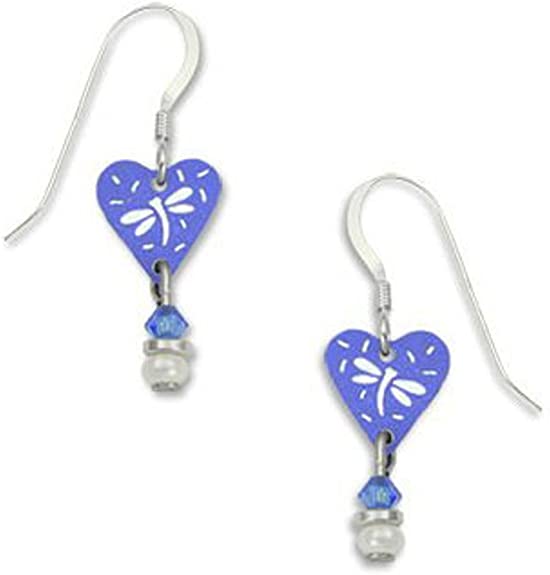 Blue Heart & Dragonfly Earrings