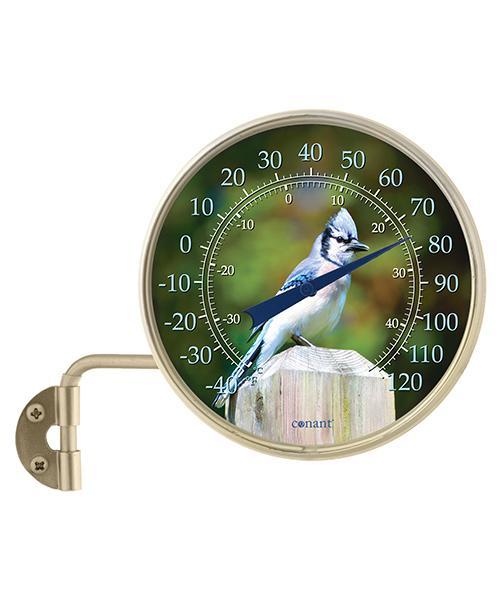 Blue Jay in Satin Nickel Dial Thermometer, 4 Inch