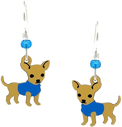 Chihuahua With Blue Coat Earrings