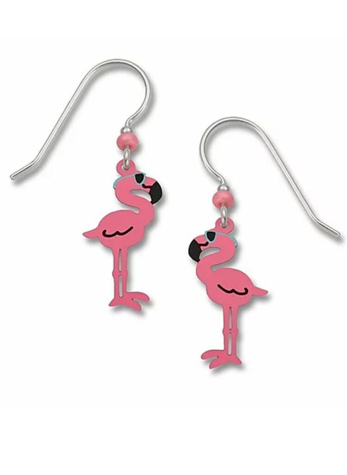 Cool Pink Flamingo with Sunglasses Earrings