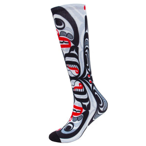 Curtis Wilson Killer Whale Crosshatch Art Socks, Medium-Large