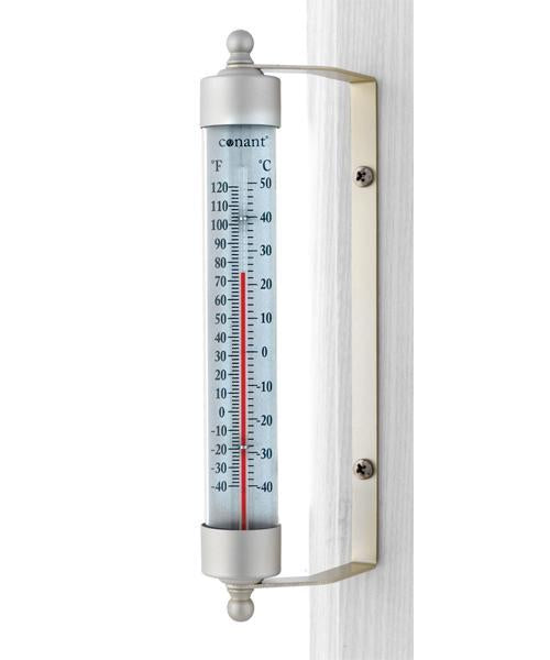 Decor Indoor/Outdoor 7"" Thermometer, Satin Nickel