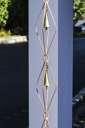 Diamond Pure Copper 8.5 ft Rain Chain with Bells
