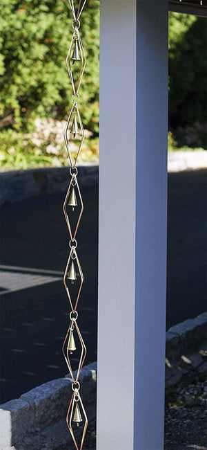 Diamond Pure Copper 8.5 ft Rain Chain with Bells