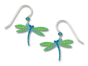 Dragonfly Green and Blue Earrings