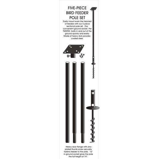 80-Inch Heavy Duty 5-Piece Feeder Pole Set w/Twist Base