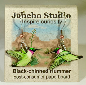 Eco Friendly Black-Chinned Hummingbird Earrings