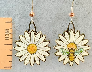 Eco Friendly Daisy With Bee Earrings